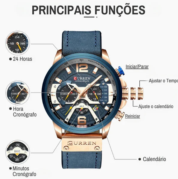 Relógio Curren De Luxo Cronógrafo [Quartzo Militar]
