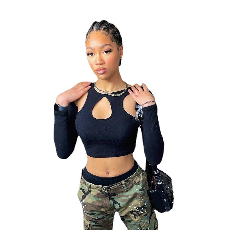 Blusa de Manga Longa Com Decote e Abertura nas Laterais