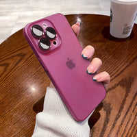 Capinhas de iPhone Fosca Ultrafina com Lente Embutida Anti-impressão