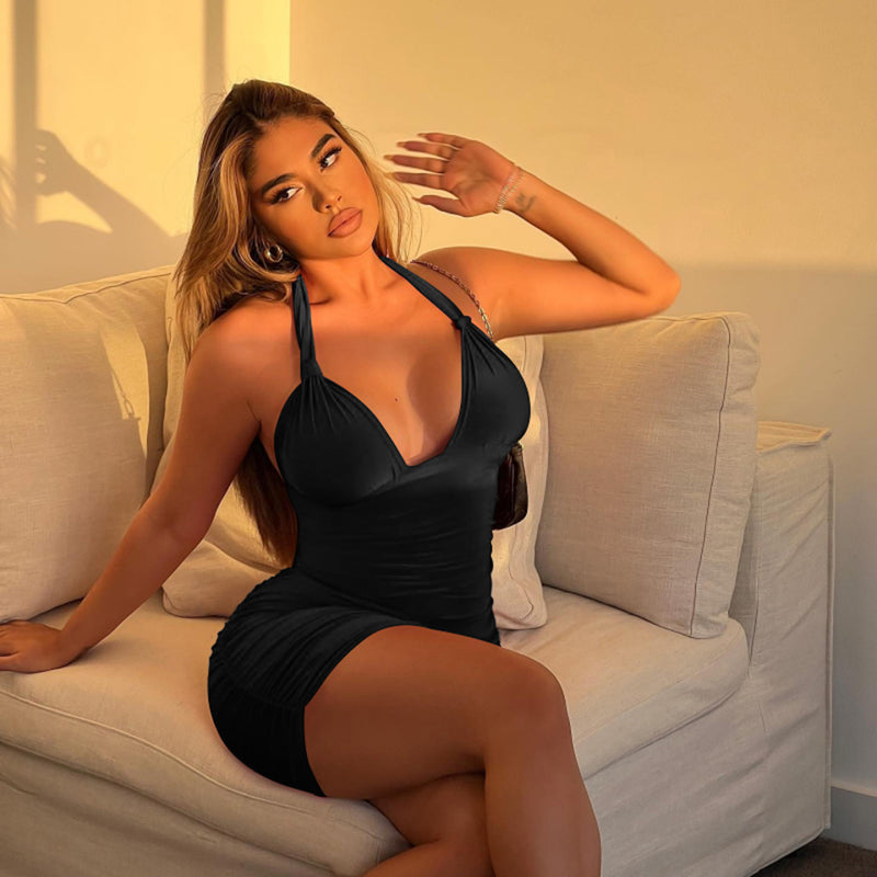 Vestido Casual Sexy Ruffle em V