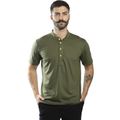 Camisa Henley Gola Padre com 3 Botões Amadeirados