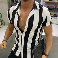 Camisa Masculina de Manga Curta Listrada