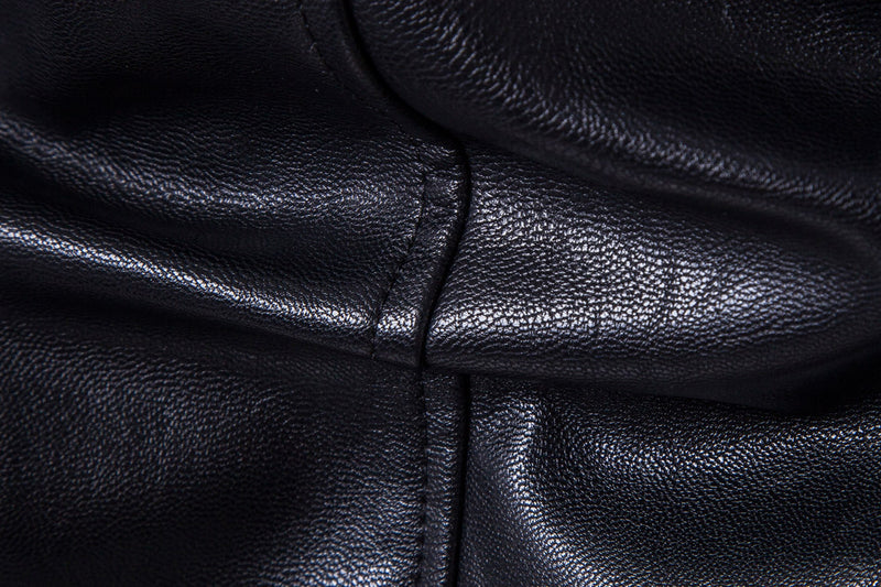 Jaqueta de Couro Masculina Estilo Motociclista