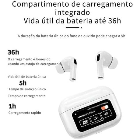 Fones A9 Pro Bluetooth com Display Touch