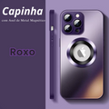 Capinhas de Vidro Fosco para iPhone com Anel de Metal Magnético