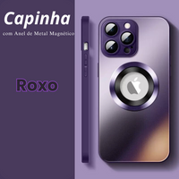 Capinhas de Vidro Fosco para iPhone com Anel de Metal Magnético