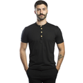 Camisa Henley Gola Padre com 3 Botões Amadeirados