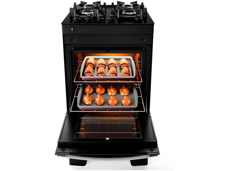 Fogão 4 Bocas Preto com Mesa de Vidro Atlas Mônaco Top Glass - Bivolt