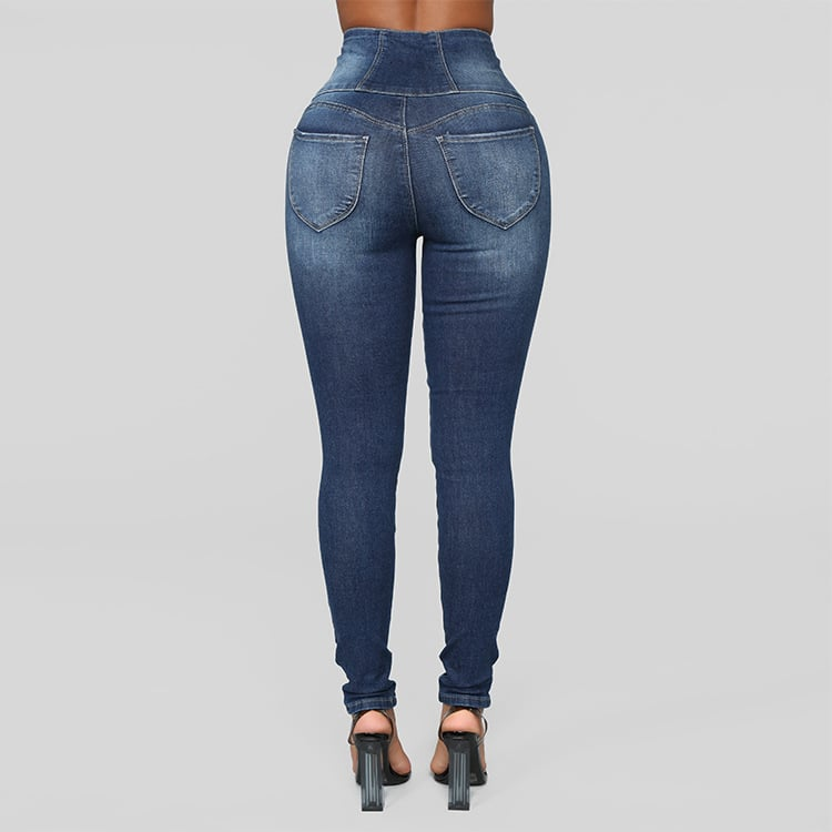Calça Jeans Slim de Cintura Alta Modeladora