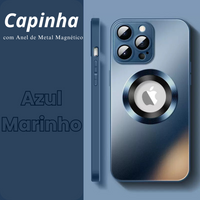 Capinhas de Vidro Fosco para iPhone com Anel de Metal Magnético