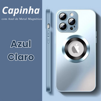 Capinhas de Vidro Fosco para iPhone com Anel de Metal Magnético