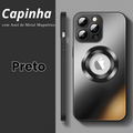 Capinhas de Vidro Fosco para iPhone com Anel de Metal Magnético