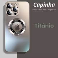 Capinhas de Vidro Fosco para iPhone com Anel de Metal Magnético