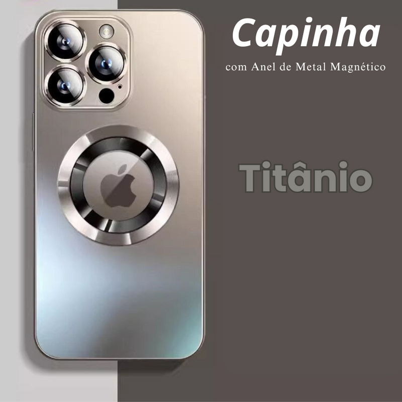 Capinhas de Vidro Fosco para iPhone com Anel de Metal Magnético