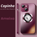 Capinhas de Vidro Fosco para iPhone com Anel de Metal Magnético