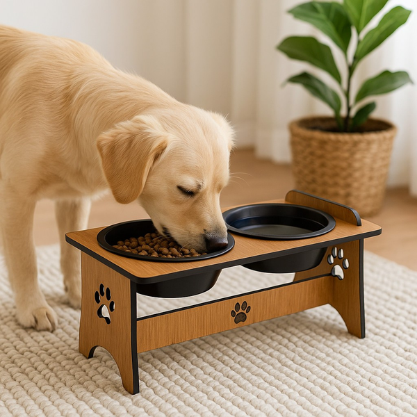 Comedouro Duplo Elevado Premium para Cães e Gatos