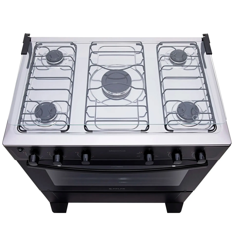 Fogão Atlas Mônaco Plus 5 Bocas Mesa Inox Forno 86,5L Automático