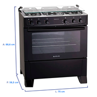 Fogão Atlas Mônaco Plus 5 Bocas Mesa Inox Forno 86,5L Automático