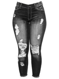 Calça Jeans Skinny Destroyed de Cintura Alta