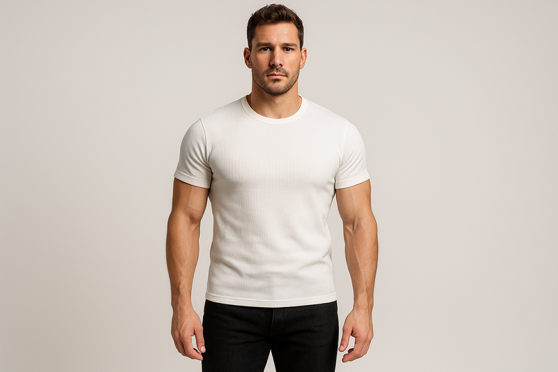 Kit 3 Camisetas Masculinas Slim Caneladas em Tecido Ribana Premium