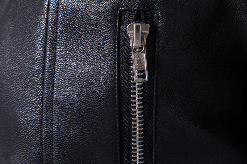 Jaqueta de Couro Masculina Estilo Motociclista