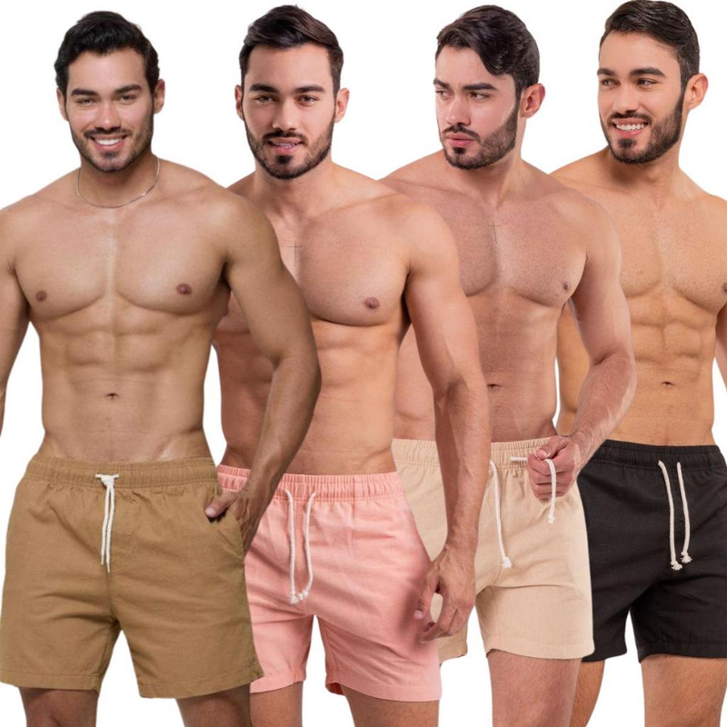 Kit com 4 Shorts Linho Premium Masculino