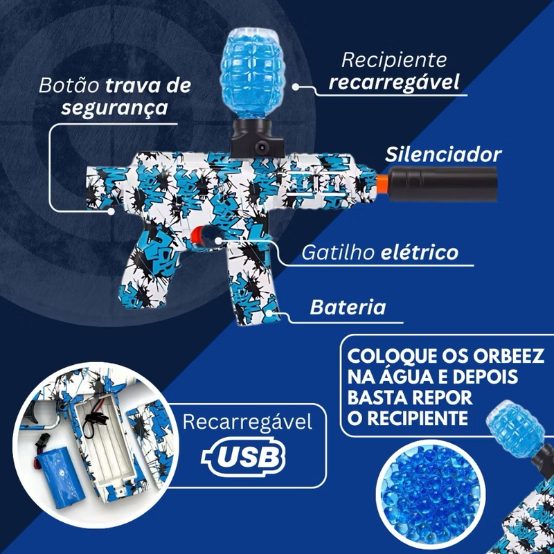 Arma Elétrica Lança Bolinhas De Gel