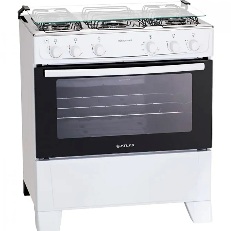 Fogão Atlas Mônaco Plus 5 Bocas Mesa Inox Forno 86,5L Automático