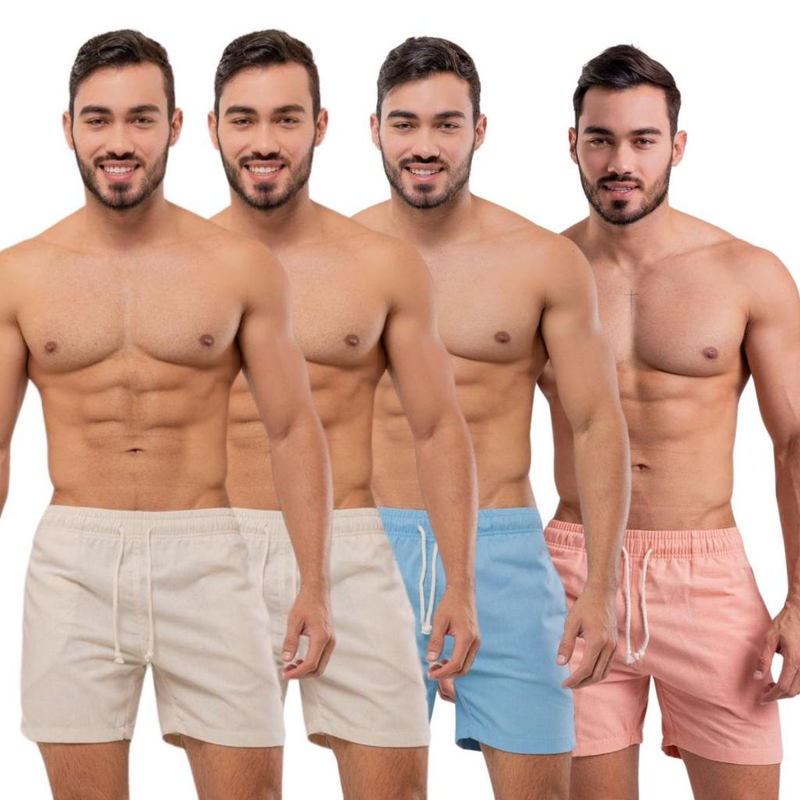 Kit com 4 Shorts Linho Premium Masculino