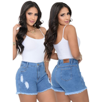 Kit com 3 Shorts Jeans Femininos de Cintura Alta com Elastano