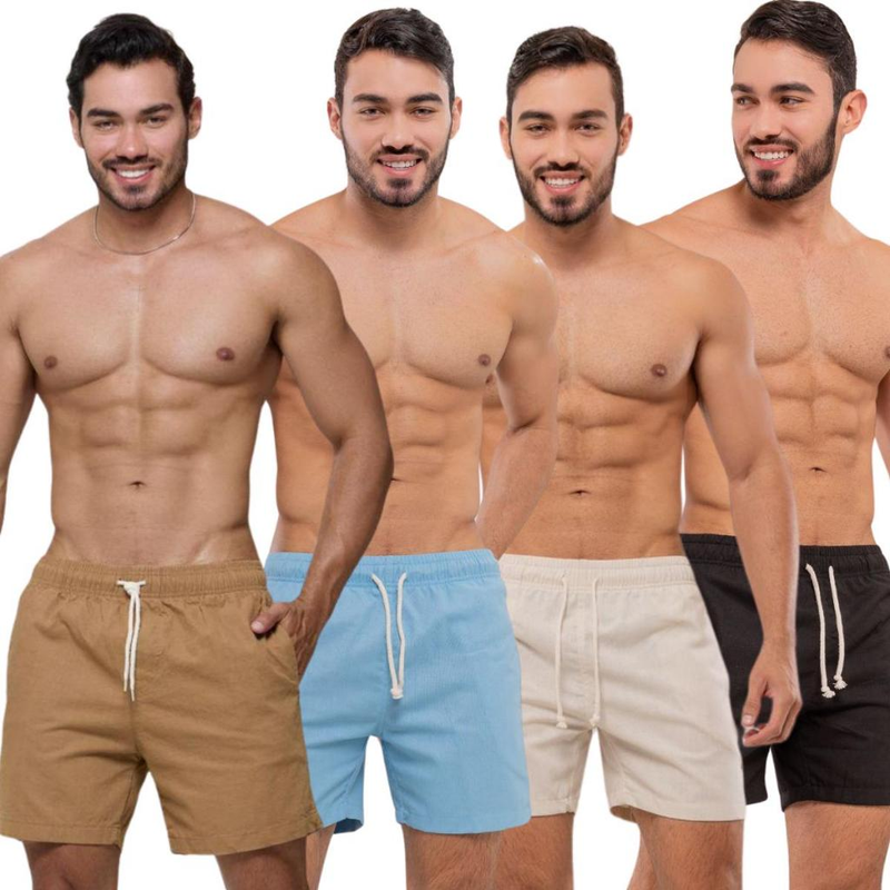 Kit com 4 Shorts Linho Premium Masculino