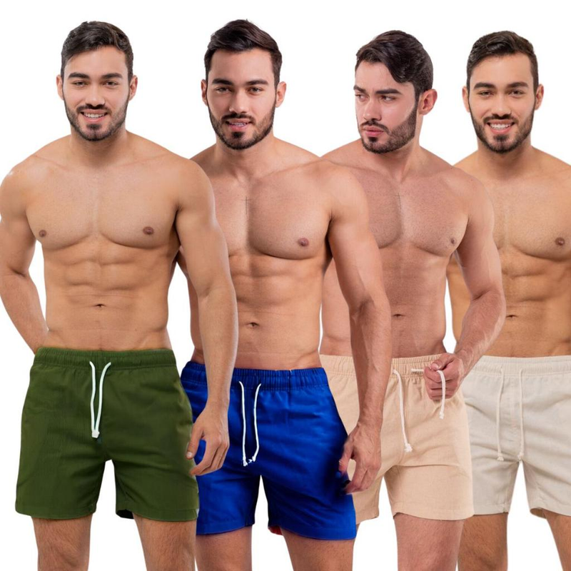 Kit com 4 Shorts Linho Premium Masculino