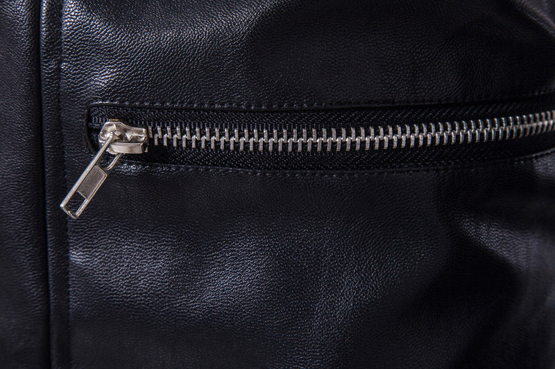 Jaqueta de Couro Masculina Estilo Motociclista