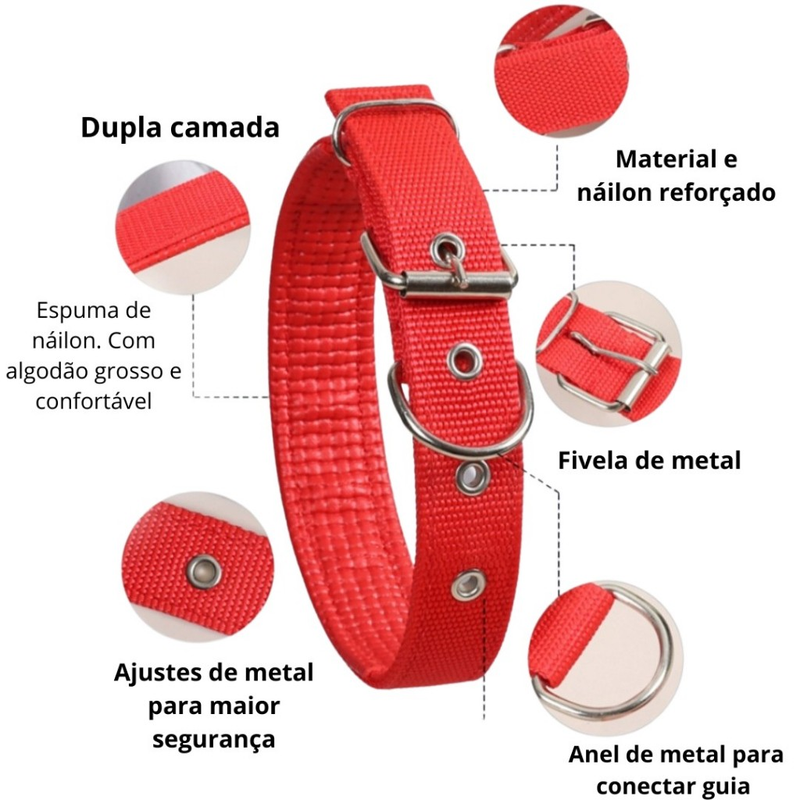 Coleira Ajustável de Nylon para Cães