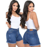 Kit com 3 Shorts Jeans Femininos de Cintura Alta com Elastano