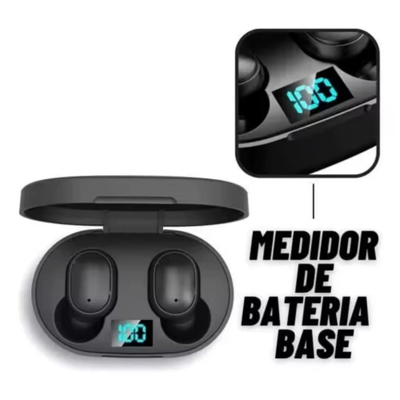 Fones de Ouvido Bluetooth 5.0 Dual LED Sem Fio Preto