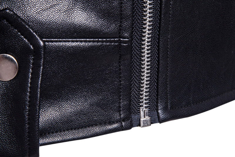 Jaqueta de Couro Masculina Estilo Motociclista