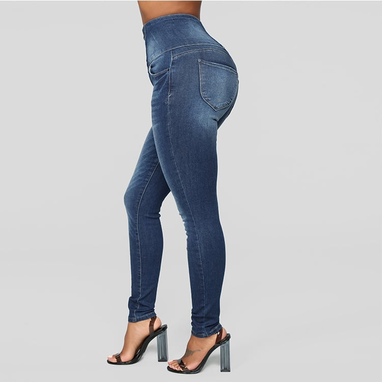 Calça Jeans Slim de Cintura Alta Modeladora