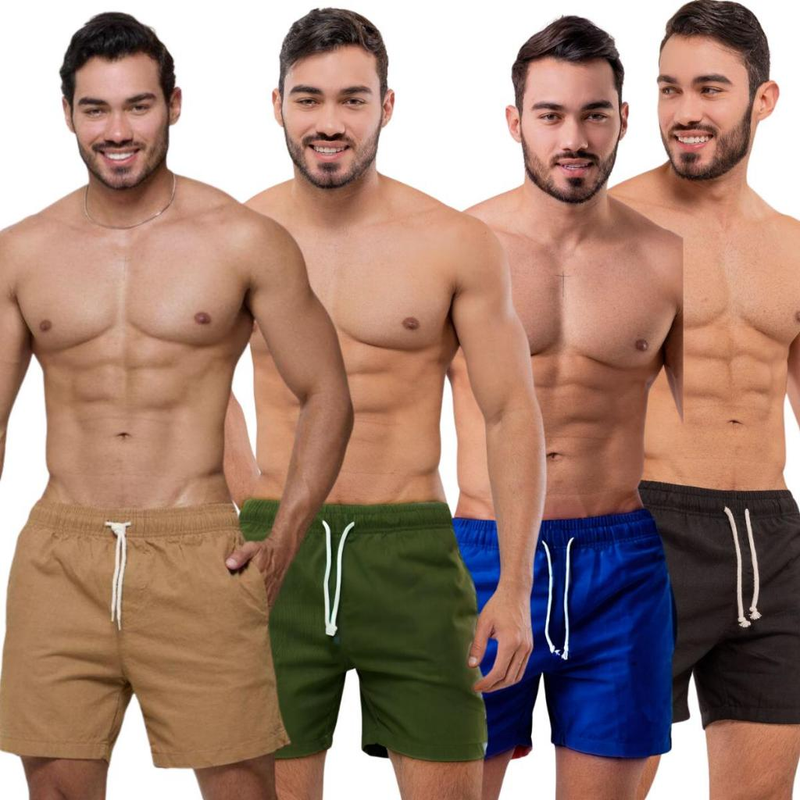 Kit com 4 Shorts Linho Premium Masculino