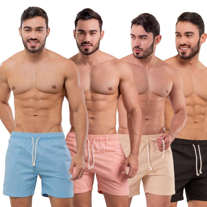 Kit com 4 Shorts Linho Premium Masculino