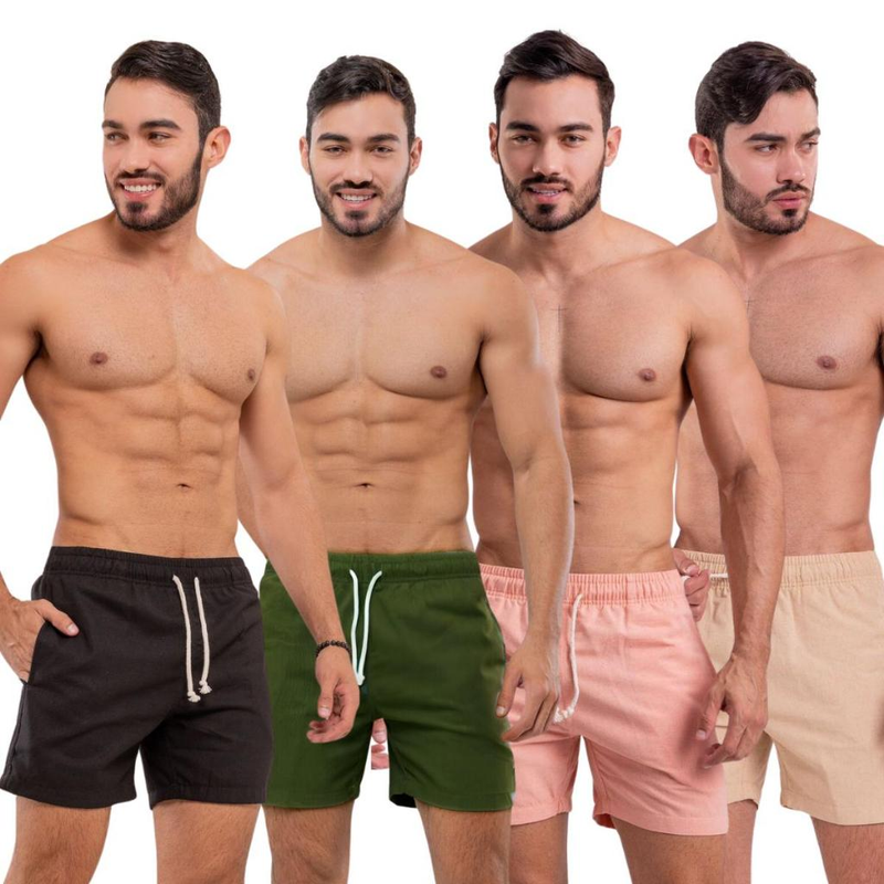Kit com 4 Shorts Linho Premium Masculino