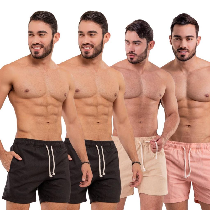 Kit com 4 Shorts Linho Premium Masculino