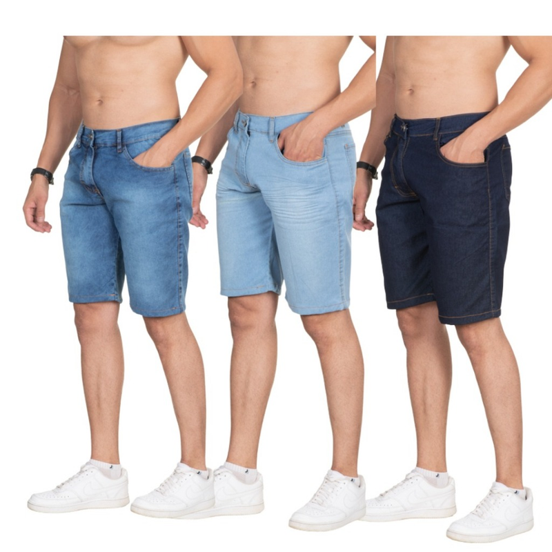 Bermuda Jeans Masculina Lisa e Destroyed