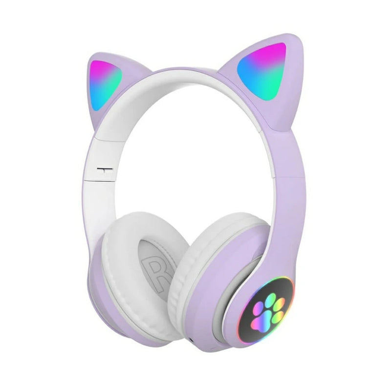 Fone Bluetooth Orelha De Gato Led Colorido