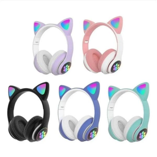 Fone Bluetooth Orelha De Gato Led Colorido