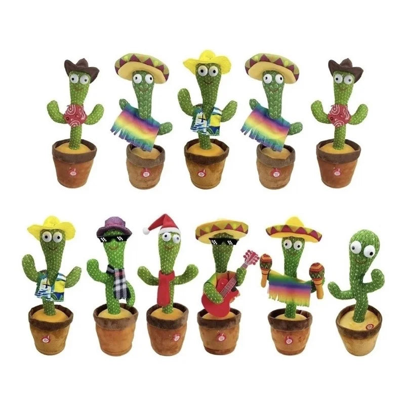 Cacto Dançante e Falante Interativo Recarregável