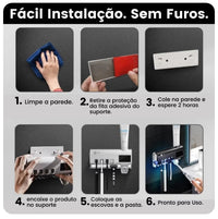 Porta Escova de Dentes com Dispenser (Sem ou Com Esterilizador UV Automático)
