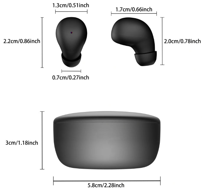 SleepBuds Bluetooth 5.0 TWS com Estojo de Carregamento