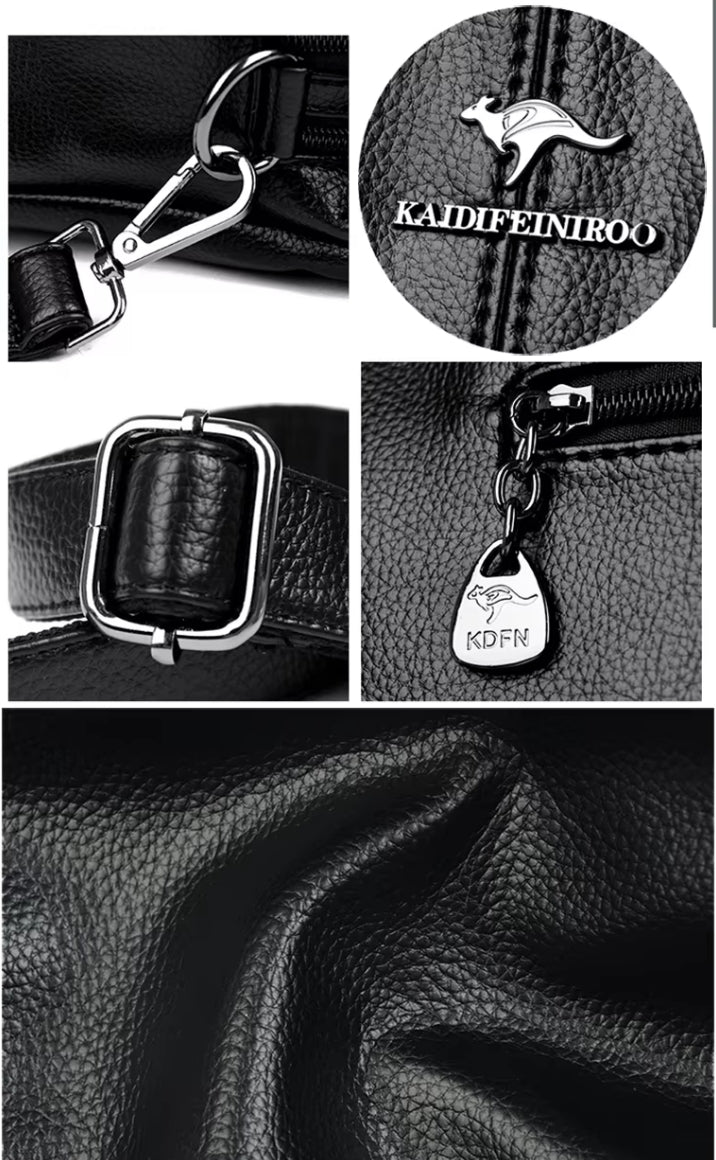 Bolsa Kangaroo de Luxo Minimalista em Couro