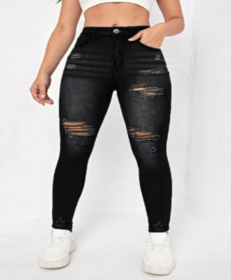 Calça Jeans Skinny Rasgada